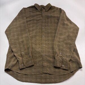 Columbia Mens Long Sleeve Plaid Brown Tan Button Down Shirt Plaid Large